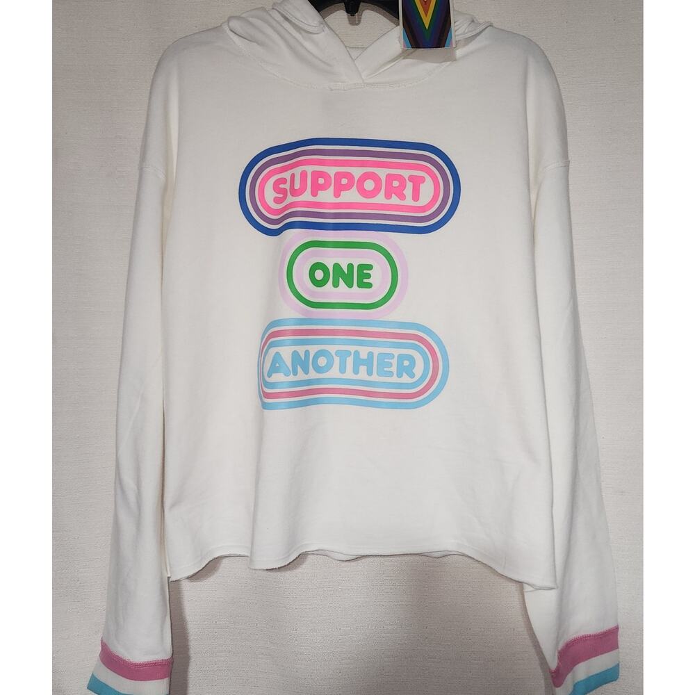 Pride Adult 'Support One Another' Cropped Hooded Sweatshirt women's Large